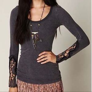 Free People Navy Blue Crafty Cuff Thermal